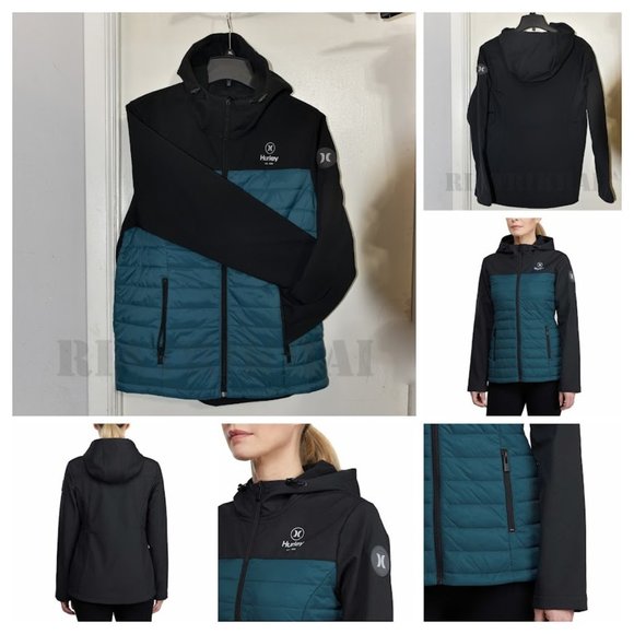 Teal NWT Hurley Ladies’ Mixed Media Jacket‎ - Picture 1 of 10